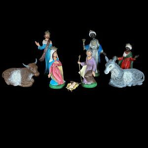 Vintage Manger Nativity 9 Large Pieces Made in Italy‎